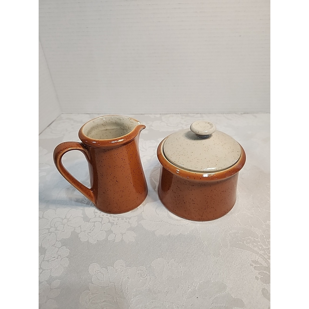 Imperial W Dalton Stoneware Tangerine Sugar Creamer Set